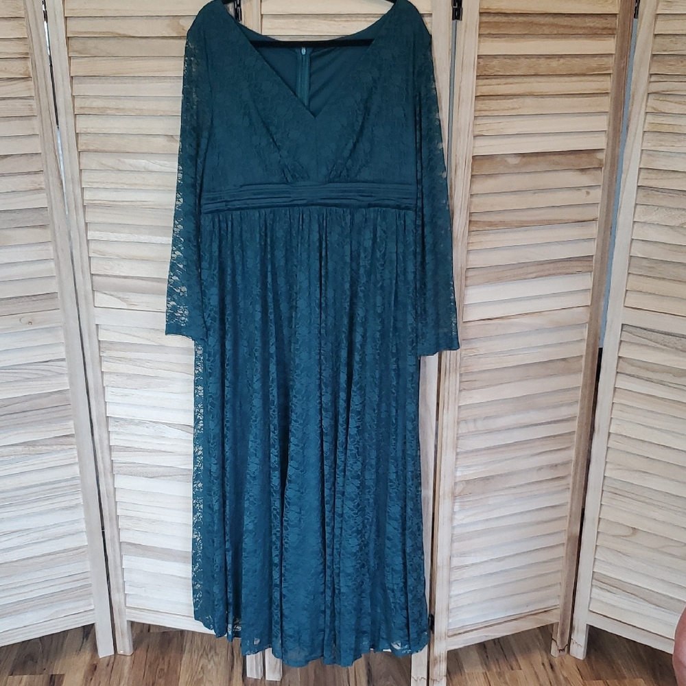NWT FlyCurvy Dark Romantic Green Allover Lace Whimsy Goth Dress SZ XL